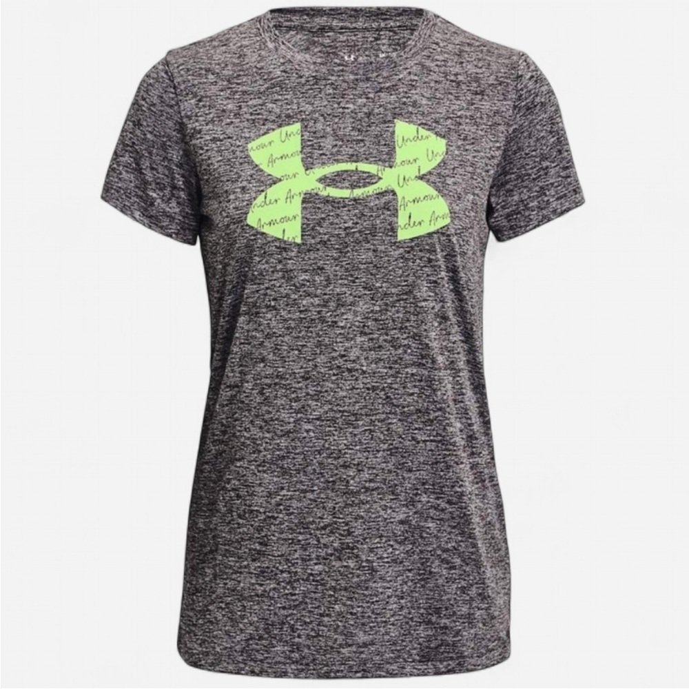 Under Armour Women’s Heathered Gray Tee with Mint Logo Heatgear Size XL